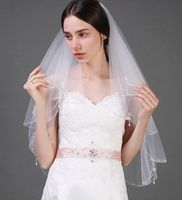 Wedding Veils 2022 New Two-layer Handmade Plum Blossom Beads White Birthday Bachelor Party Simple and Beautiful Veil