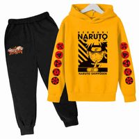 Narutos varumärke pojkar kläder barn kakashi 4-14Years kläder tecknad film barn pojke kläder set hoodies + långa byxor bomull 2021 g0119