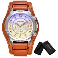 2020 NEW SELLER CRRJU Top Brand Luxury Mens Leather Strap Watch Waterproof Casual Quartz Wristwatch For Men relogio masculino