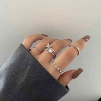 3pcs set Korean Fashion Opening Adjustable Butterfly Women Rings for Simple Punk Statement Hip Hop Female Ring Jewelry Sets