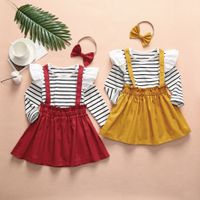 2-7年の赤ちゃんガールズドレスセットレースTシャツとヘッドバンドの女の子素敵な服セット3個の子供たちのスーツ