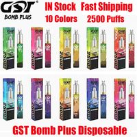 Authentic GST Bomb Plus Dispositivo Desechable Kit 1200mAh Batería 7ml Pods 2500 Puffs Preumente Vape Stick Pen para Bang XXL Beast 100% genuino