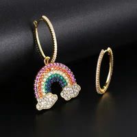 S925C Pure Silber Süße Regenbogen Ohrringe Glücks Dame Farbe Ohrringe Beliebte High End Mode Perfect Gift Kostenloser Versand Party Extravagant