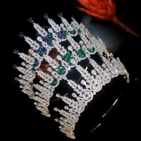 Hoge kwaliteit blauwe tiara full cubic zirconia prinses koningin kroon voor jurk bruiloft bruids tiara groene kroon