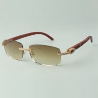 Designer Medium Diamant Sonnenbrille 3524026 mit Tiger Holz Arme Brille, Direktverkäufe, Größe: 18-135mm