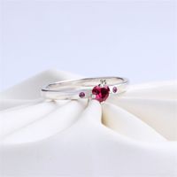 Red CZ Diamond Heart Wedding Ring Originalbox för Pandora 925 Sterling Silver Mousserande Röd Hjärtring Med Retail 184 O2