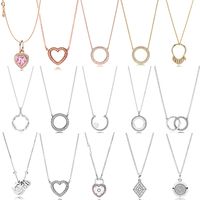 100% 925 Sterling Silver Pendants Necklace For Women Heart V...