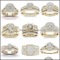 Band ringen sieraden mifeiya luxe bruiloft verlovingsliefhebbers ring set bling iced out geometrische AAA Cubic zirkoon kristal voor paar vrouwen mannen