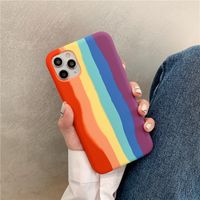 Rainbow Color Liquid Silicone Phone Case For iPhone 11 12 Pr...