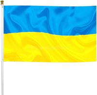 DHLウクライナ国旗3x5 FT、ブラスグロメット、屋外室内装飾用ウクライナ国旗とウクライナのスタンド