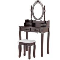 Mecor Vanity Table,Makeup Dressing Table with Oval Mirror,Bedroom Vanity Set w/Cushioned Stool 4 Drawers Women Girls Kids Black