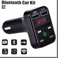 DHL Bluetooth Headset B2 Bluetooth Auto FM Sender Freisprecheinrichtung Bluetooth Car Kit Adapter USB Ladegerät MP3 Player Radio Kits Support Anruf