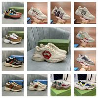 New Low Casual shoes Rhyton top Sneaker designer Plaid pattern Platform Classic Suede Leather Sports Skateboarding Shoes Men Women Sneakers with box K8OW#