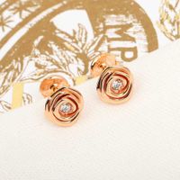 2022 Top quality Charm small flower stud earring in 18k rose gold plated and diamond for women wedding engagement jewelry gift have box stamp PS7196