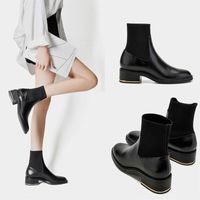 Boots 2021 Black Leather Shoes Runway Design Metal Studded A...