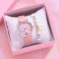 1 stks Nieuwe Kids Horloges Studenten Kinderen Roze Horloge Meisjes Lederen Band Kinderuren Quartz Polshorloge Meisje Gift Clocks