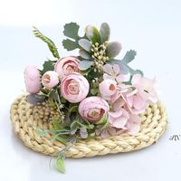 Um monte de belas flores de seda de rosas de peônia artificial DIY DIY Decoração de casamento de festa de jardim falso RRD12922