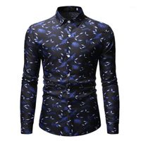 Herrenhemd Herbst bedruckt Langarmshirts Hohe Qualität Slim Fit Party Männliche Hemden Camisa Masculina1