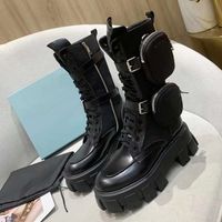 Mulheres Designers Classical tornozle Martin boot e Hot nylon boot militares inspirou botas de combate Bolsa de nylon ligada ao tornozelo com cinta