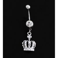 New Fashion Crown Charm Rhinestone Body Piercing Jewelry Belly Button Ring Navel Jewelry Body 263 Q2