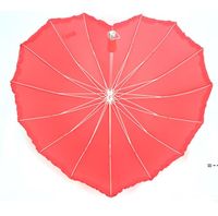 Red Heart Shape Umbrella Romantic Parasol Long-handled Umbrellas for Wedding Photo Props-Umbrella Valentine's Day gift SEAWAY RRF13541