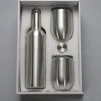 Novo 750ml Sublimação Glitter Wine Tumbler Glass Set Presente Garrafa de Aço Inoxidável Com 2 Dois Copos 12oz Outdoor Issuled Shimmera31