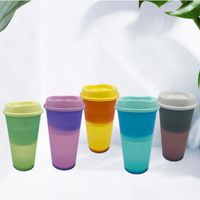 16Oz Farbe wechselnde Tasse 5 Farben Magische Kunststoff Trinkbecher mit Deckel wiederverwendbar Warmwasser Farbwechselschale CCA12641 Meeresversand
