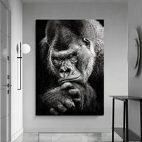 Poster Black Gorilla Canvas Painting Picture Nordic Animal Posters and Prints Monkey Wall Pictures for Living Room Home Decor