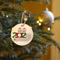Round DIY Name Blessing Pendant Wooden Christmas Tree Ornaments 2020 Pendants Merry Xmas Decor Snowman Hanging Hot Sale 1 5mx G2