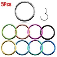 Other 5Pcs Titanium Nose Rings Septum Piercing Clicker Hoops Piercings Hinged Segment Helix Unisex Body Jewelry