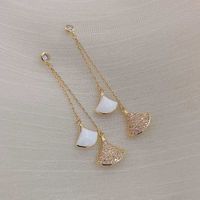 Black White Fan Diamond Earrings Necklace Jewelry Set for Women Luxury Designer Bling Diamonds Dangle Pendant