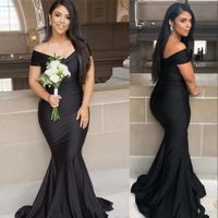 2022 Vintage Black Mermaid Long Bridesmaid Dresses Plus Size...