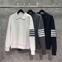 Dongguan brand direct sale TB waffle polo t-shirt he versatile loose casual Lapel spring and autumn long sleeve