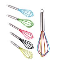 10 Inch Egg Beater Whisk Stirrer Tool Color Silicone Stainless Steel Handle Eggs Mixer Household Baking254g