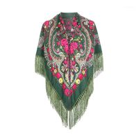 Scarves Scarf Ryska Sjal Kvinnors Head Wrap Hijab Babushka Ukrainska Square Fointets Tassel Retro Handkerchief Foulard Femme1