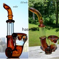 Amber Glasses Smoke Sherlock Pipe Glass Bubbler Tobacco Smoking Water Pipes Thick glass Waterpipes Dab Accessory