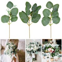 Decorative Flowers & Wreaths 5pcs Eucalyptus Leaves Garland Branch Green Fake Plant Artificial Flower For Wedding Bouquet Home Decor DIY Par
