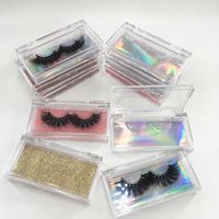 Caja de embalaje de pestañas personalizadas vacías Funda holográfica de las pestañas para la tira 5D 3D Mink Palestes acrílico Case claro