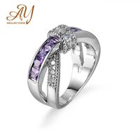 Anillos Yuzuk Jewelry Pouple Amethyst Stone Rings For Women Vintage 925 Sterling Silver Engagement Wedding Jewelry
