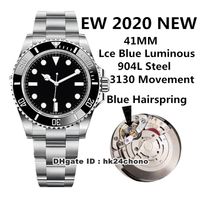 2020 EWF 904L Aço 41mm 3130 Mens Automático Relógio De Cerâmica Bezel Black Dial 904L Aço Inoxidável Bess Bess Bracelet Gents Watches