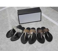 2021 Men Beach sandals Summer Fashion Women Flip Flops Leather lady Slipper Metal shoes Double Buckle Clogs Slides Large size 35-45