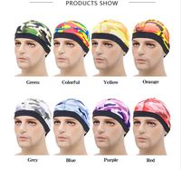 Unisex Silky Dome Cap Wave Caps Camouflage Satin Durags Stretchy Band Solid Hat Hip Hop Cap Beanie Swimming Cap Turban Hair Care CZ120103