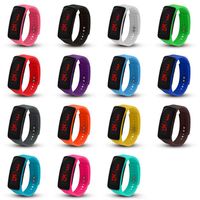 Girl Boy Kids Colorful Wristbands Sport Watches Candy Jelly Men Women Silicone Rubber LED Screen Digital Watch Bracelet Band Whole599f