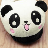 1Pair Cute Funny Panda Eyes Women Slippers Lovely Cartoon Indoor Home Soft Shoes New One Size 201203