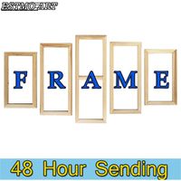 Wood Po Frame wall art Canvas Oil Painting Fame DIY 60x90 70x140 Natural Wooden Picture cuetom home decor Poster 220106