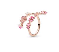 Nuevo anillo de flores CZ Diamond Open Rings Joyer￭a para mujeres para Pandora 925 Set Ring de boda de plata esterlina con caja original
