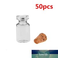 50 unids / 100pcs 0.5ml Mini Botella de vidrio transparente Deseando Frascos Viales Vacíos Tarros de vidrio con tapón de corcho Botella de boda Vidrio