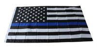 90 * 150 cm Blueline USA Police Banderas 3x5 pies delgado línea azul de los Estados Unidos bandera negro blanco y azul bandera americana con ujenedas de latón