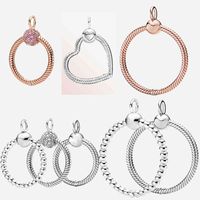 Mybeboa 925 Sterling Silver o Love Heart Rose Golden Cz Pendant Dangle Fit Original Pandora Necklace Women Diy Charm Jewelry
