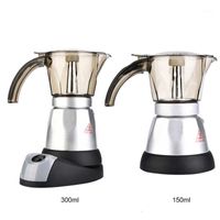 Kahve Kavurucular 300 ml Makinesi Elektrikli Espresso Moka Pot Mutfak Taşınabilir Alüminyum Stopetop Süt Su Isıtıcısı AB Tak 220 V 480 W1